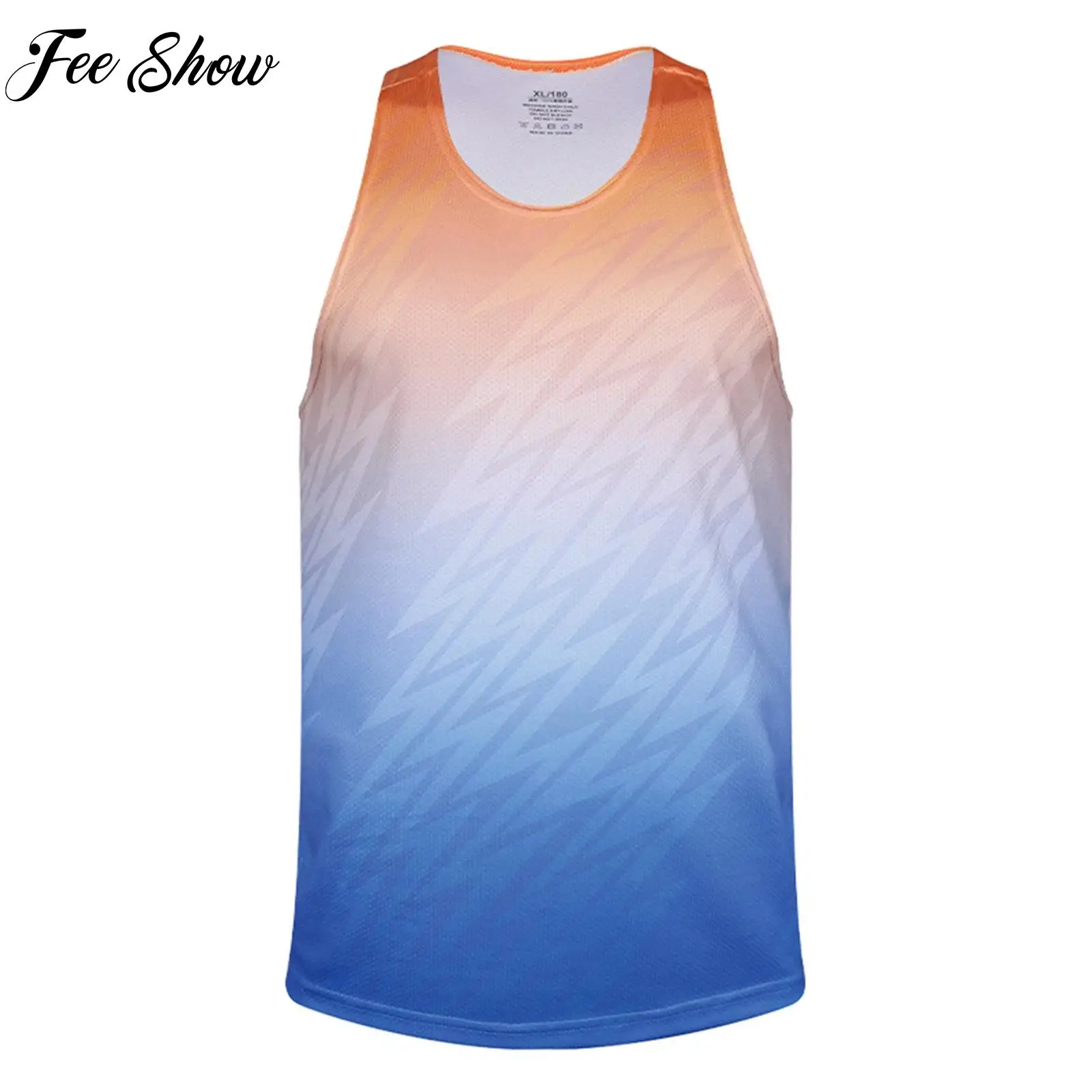 Men Sleeveless Quick-Drying Athletic Vest Running Training Workout Cycling Basketball Soccer Tops Contrast Color Sports Tank Top