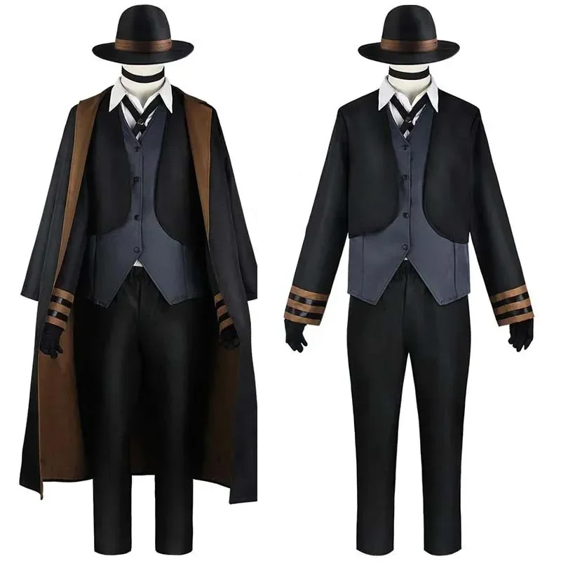 

Nakahara Chuuya Cosplay Costume Include Hat Uniform Trench Coat Pants Big Size Outfits Halloween Party for Comic Con