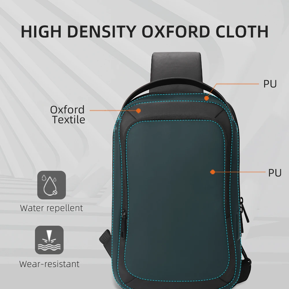 Heroic Knight Waterproof Casual ChestBag For Men Large Capacity Shoulder Bag Multifunction Anti-theft USB Charging Crossbody Bag