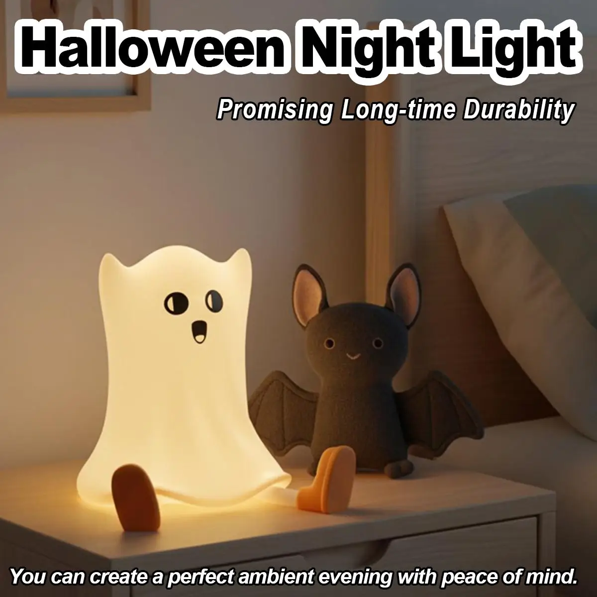 Akumulatorowa lampka nocna LED na Halloween, miękka lampka silikonowa na stolik nocny dla dzieci, dynia, przenośna, do pokoju dziecięcego, kreskówkowa, do sypialni dziecięcej.