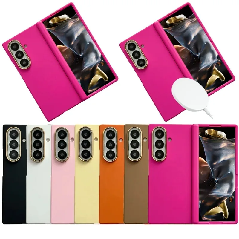 Candy-colored Skin-feel Phone Case For Samsung Z Fold 8 Ultra Galaxy Z Fold 7 6 5 Magnetic Hinge Full Camera Protective Cover