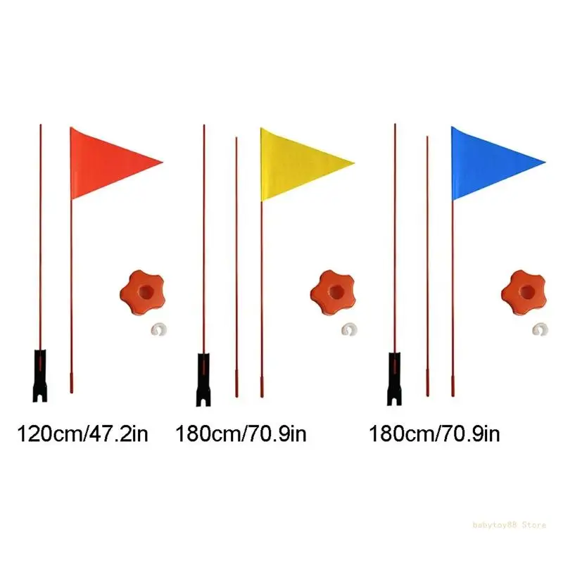 Y4UD Bandiere per bicicletta con visibilità sull'asta Bandiere colorate Asta portabandiera in fibra vetro resistente