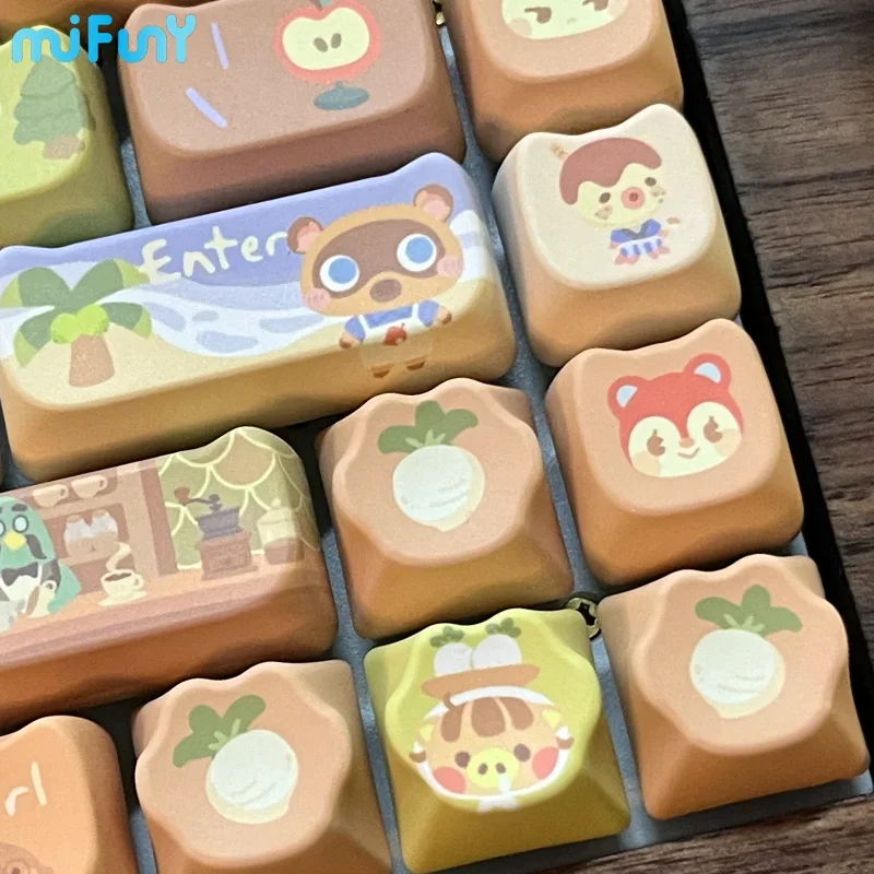 Imagem -03 - Custom Animal Forest Keycaps Mao Moa Perfil Keycap Bonito dos Desenhos Animados Anime Ponto Key Cap para Crush80 Wooting Teclado Mecânico