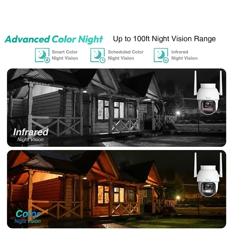 Qihoo360 Botslab Smart 2K 3MP Câmera externa Wifi Detecção humana CCTV IP66 Vigilância à prova de intempéries Home Full Color Security Cam