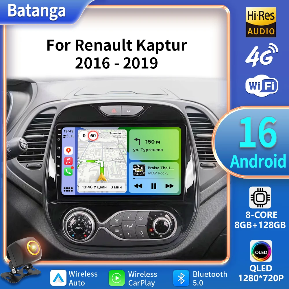 5G Android 16 Car Radio Multimedia for Renault Kaptur Captur Clio Samsung QM3 2013-2019 with Wireless Carplay Android Auto BT