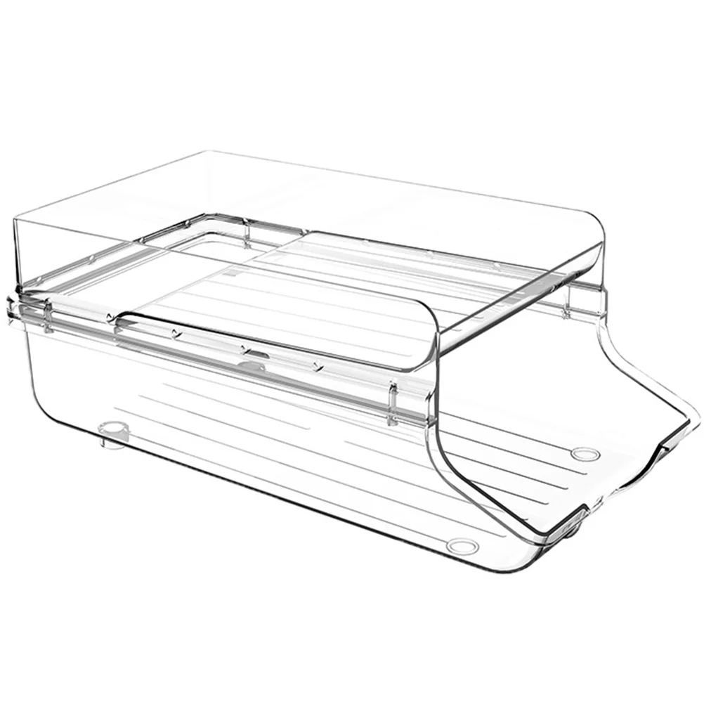 

Beverage Storage Box Fridge Soda Can Organizer Dispenser Holder Rack Pantry Drinks Double Layered Plastic Home Storage Solution