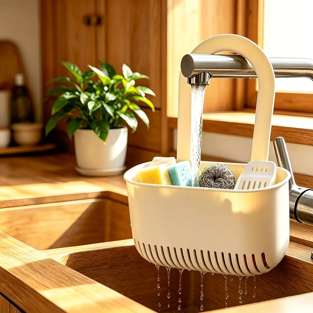 Kitchen Sink Hanging Storage Basket Drain Sponge Holder  Caddy Organizer for Faucet Sink Sponge Scrubber Dishwashing Gadget