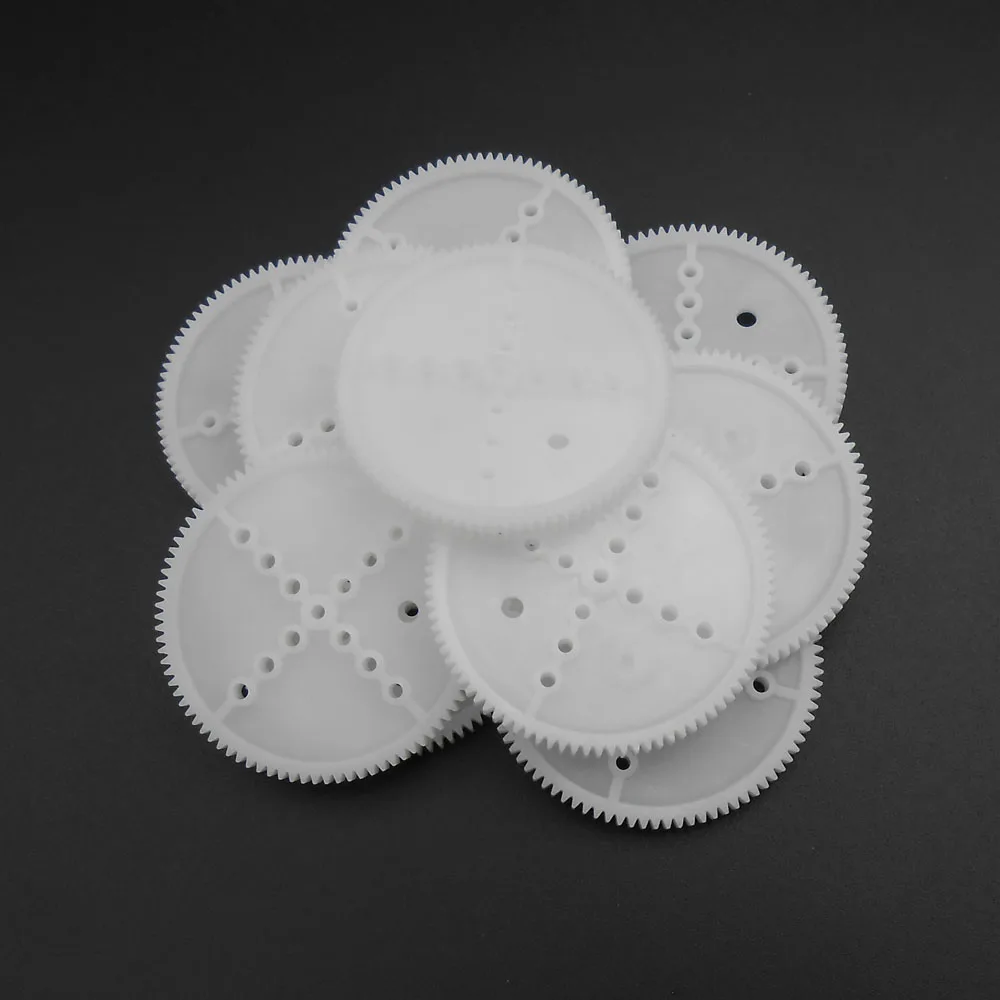 [10Pcs/Lot] 0.5M 90T 2A Plastic Spur Gear 902AB Bore Aperture 2mm 1.95mm Tight Fitting 90 Teeth 6MMX46MM Hole 1.95mmX5 2.05mmX4