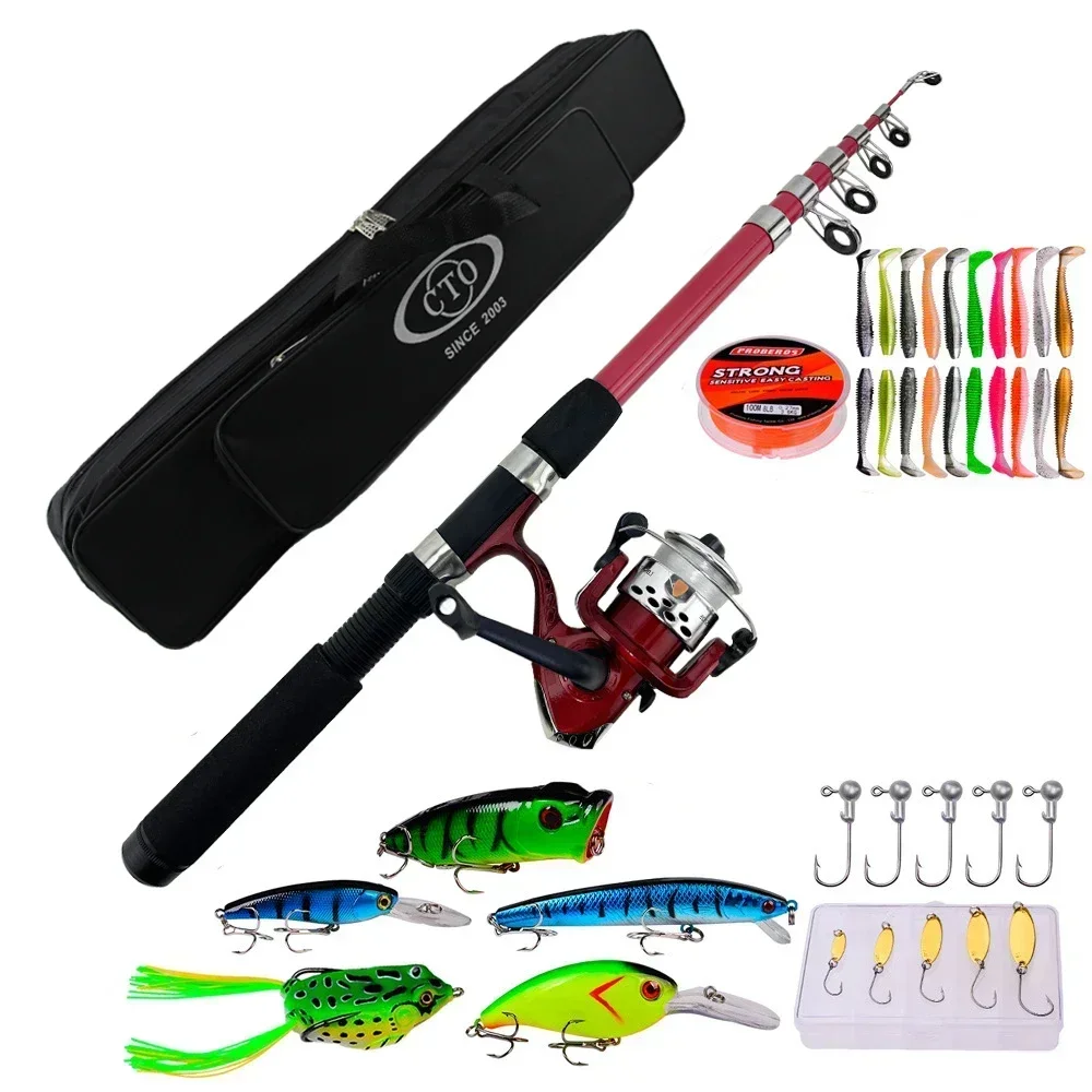 

NEW 1.65m Telescopic Pole Kids Sea Fishing Lure Spinning Rod Kit with Spincast Reel and Tackle Box Kids Fishing Pole Plastic