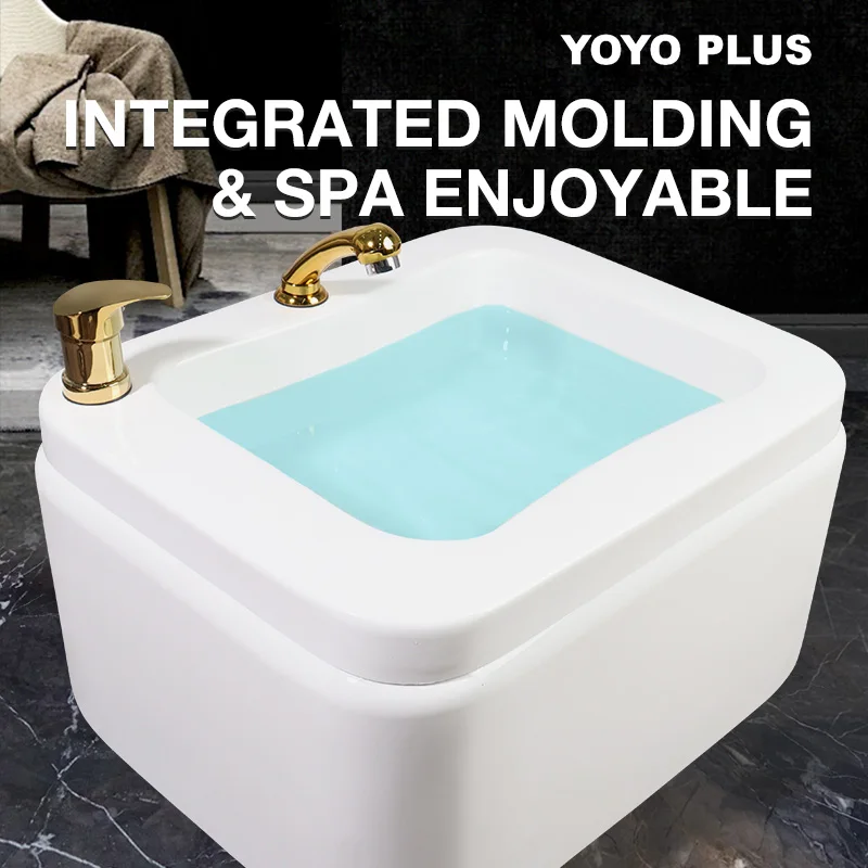 Silla de pedicura para salón, lavabo de Spa con masaje de pies, accesorios de hardware dorados, muebles de salón acrílicos