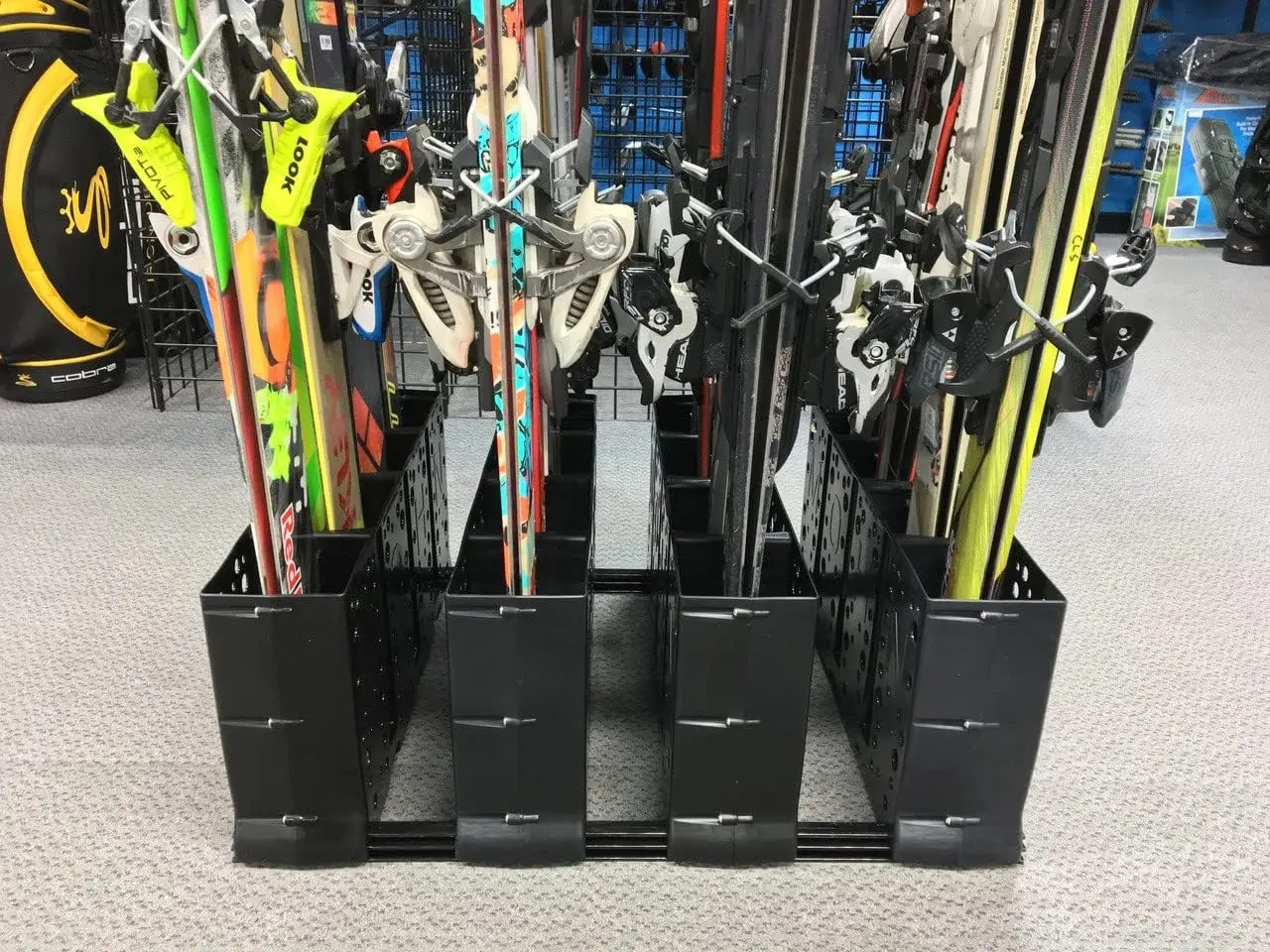 Ski Storage Rack, Freestanding 16 Ski Stand, Wide Skis