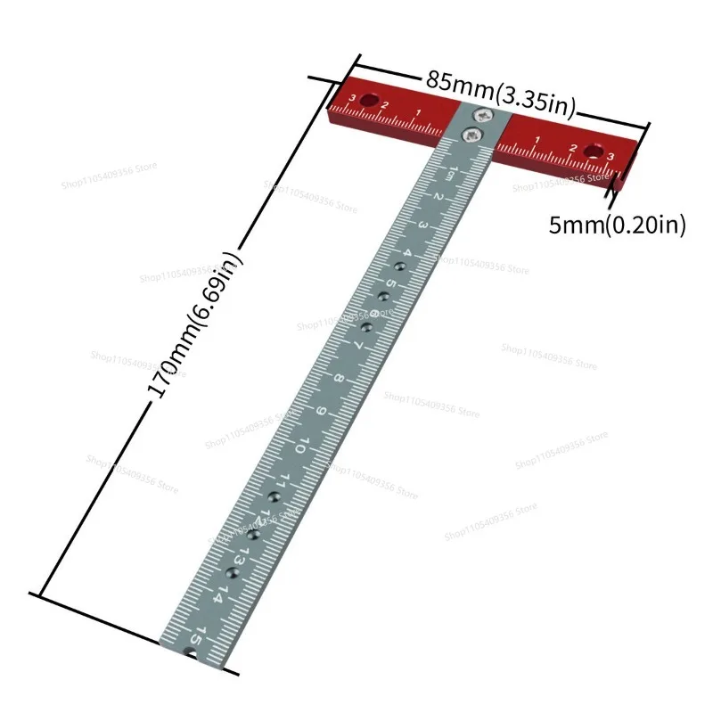 Metric T Square Positioning Ruler Aluminum Alloy Square Ruler Measurement Scribing Tool Scale