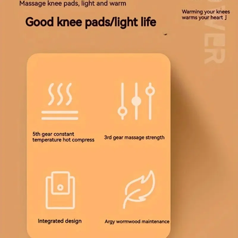 1800mAh 배터리, USB 충전식, 조절 가능한 열 및 진동 마사지 기능을 갖춘 3-in-1 온열 무릎 랩 (통증 완화)
