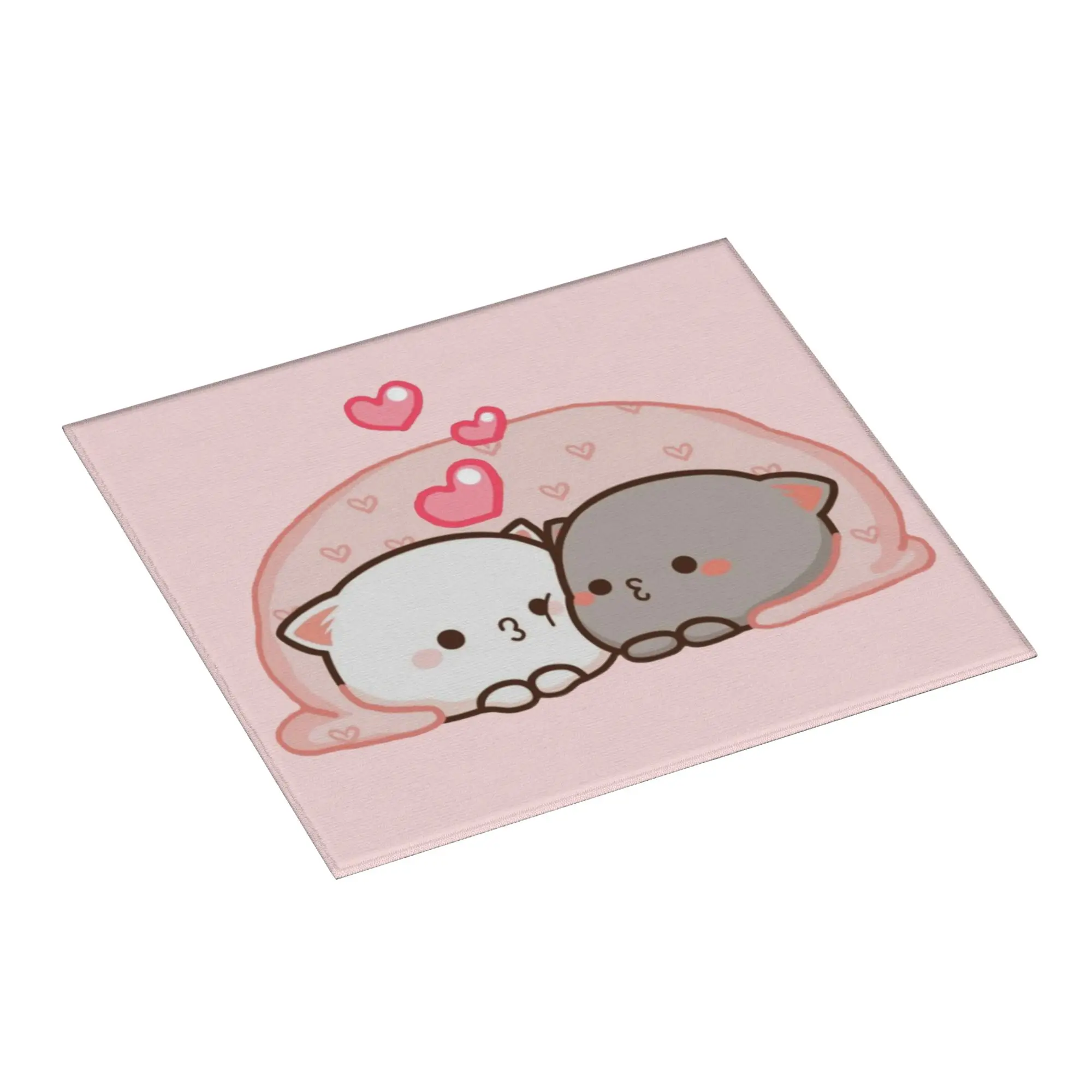 Cute Mochi Cat Peach And Goma Love Kiss Non‑Slip Waterproof Absorbent Barware Tableware Oil Proof Drying Mat For Kitchen
