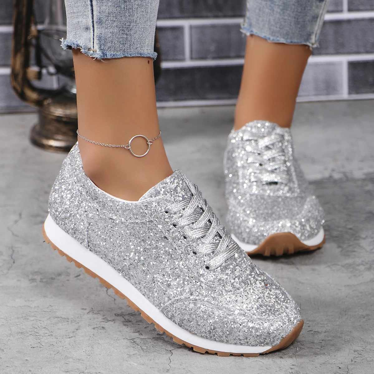 New Trend Women Casual Shoes Women Fashion Spring Autumn Sequin Sneakers Women Shallow Platform Vulcanize Shoes Zapatillas Mujer