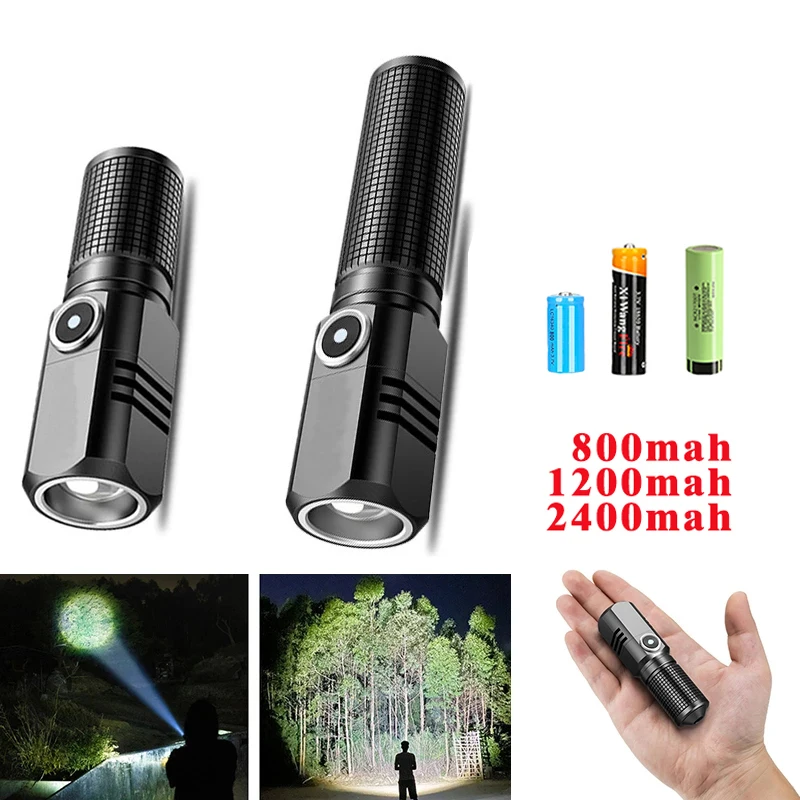 Powerful Mini Portable Alloy Variable-focus LED Flashlight Uses 18650 Battery USB Rechargeable Waterproof Outdoor Camping Torch