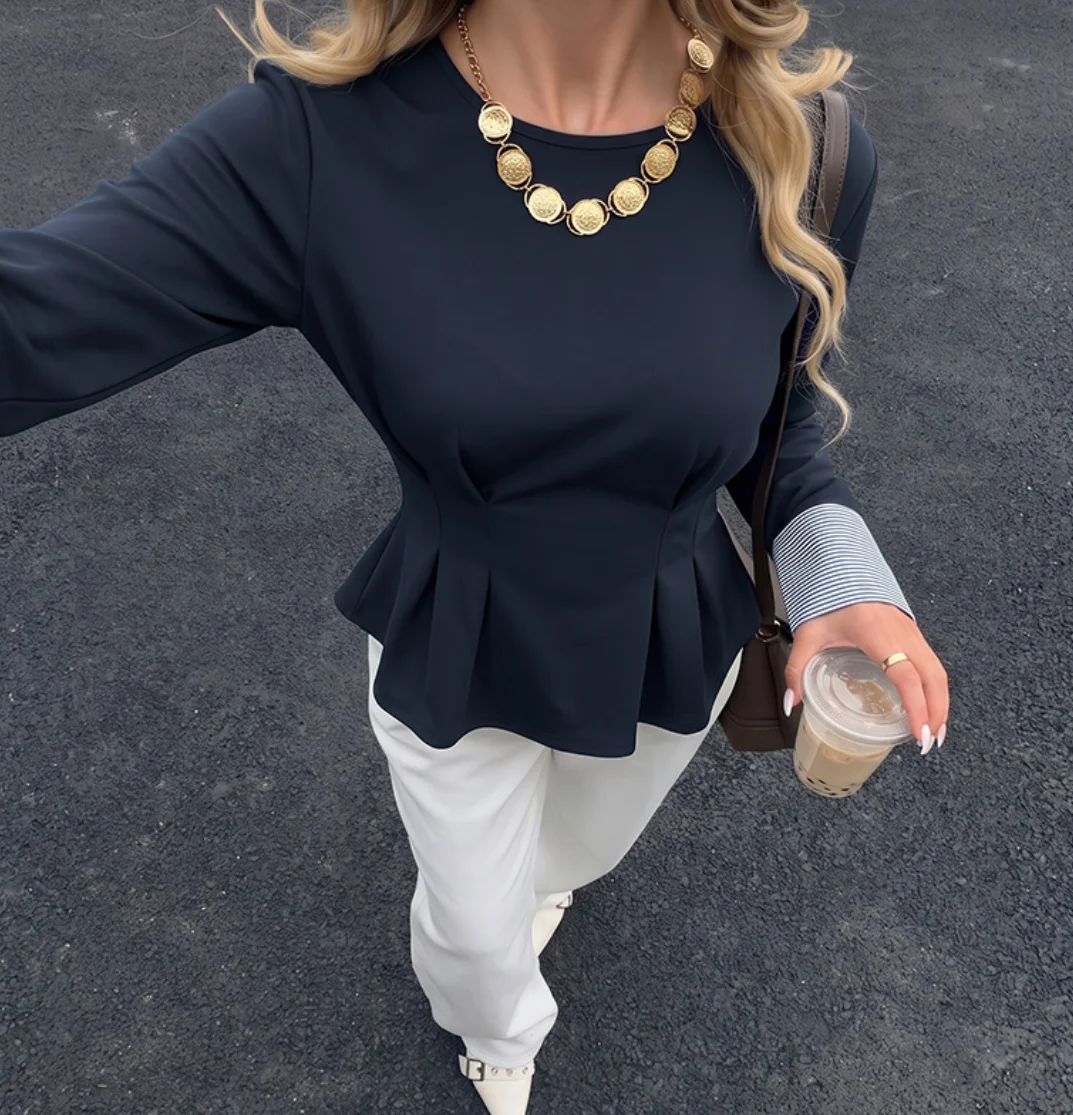 Kadın Yuvarlak Yaka Peplum Blu - Blouses incelemesi ve fiyatı