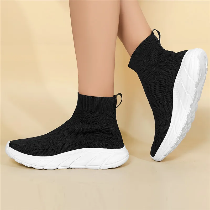 ฤดูร้อนคู่ High-Top ถุงเท้ารองเท้าตาข่าย Breathable รองเท้าวิ่งผู้ชายถุงเท้ารองเท้าผ้าใบน้ําหนักเบากีฬารองเท้าสําหรับสตรี