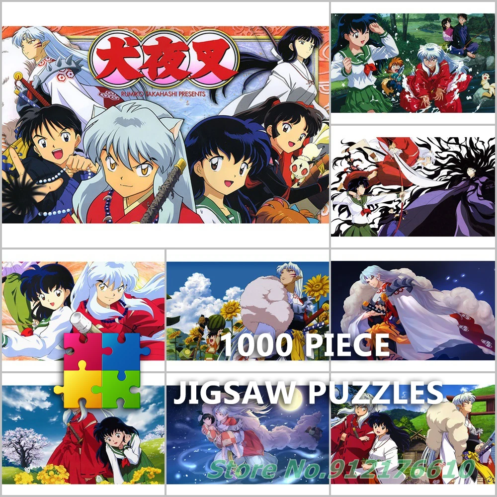 Japanese Anime 1000 Piece Jigsaw Puzzles Inuyasha Sesshoumaru Platycodonis Diy Puzzle Paper Decompress Educational Toys for Kids