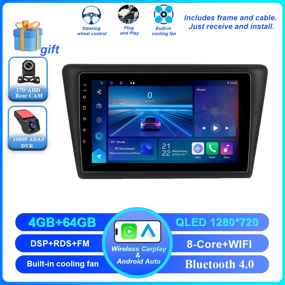 Android 16 Carplay Car Radio For VW Skoda Rapid 2013 2014 2015 2016 2017 2018 2019 Seat Toledo 2015 - 2018 GPS Multimedia Stereo image 3