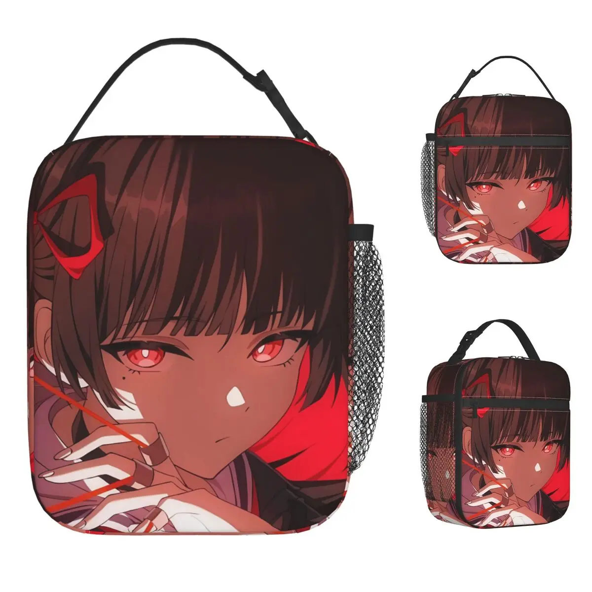 Wuthering Waves Chisa حقيبة الغداء مكتب الغداء مربع موضة طباعة أكياس الغداء الحرارية مقاوم للماء المحمولة سستة حقيبة للحفاظ على البرودة