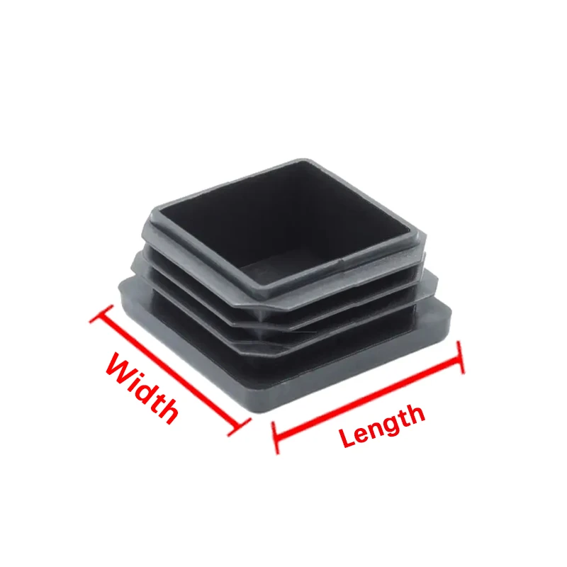 Black Square Plastic Black Blanking End Cap Pipe Plug Foot Furniture Inner Plug Cover 10x10mm ~ 100x100mm