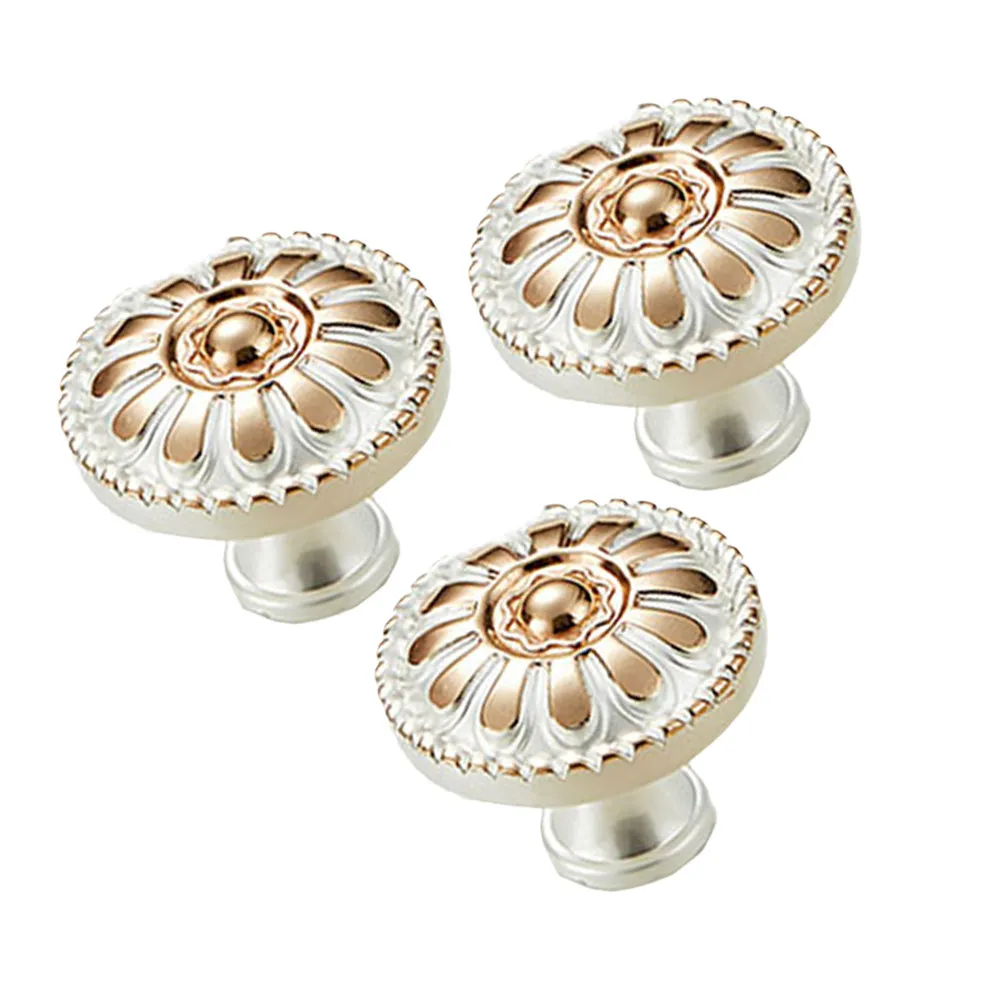 3Pcs European Style Mushroom Round Cabinet Handles Alloy Single Hole Pull Knobs for Drawer Wardrobe Furniture Hardware