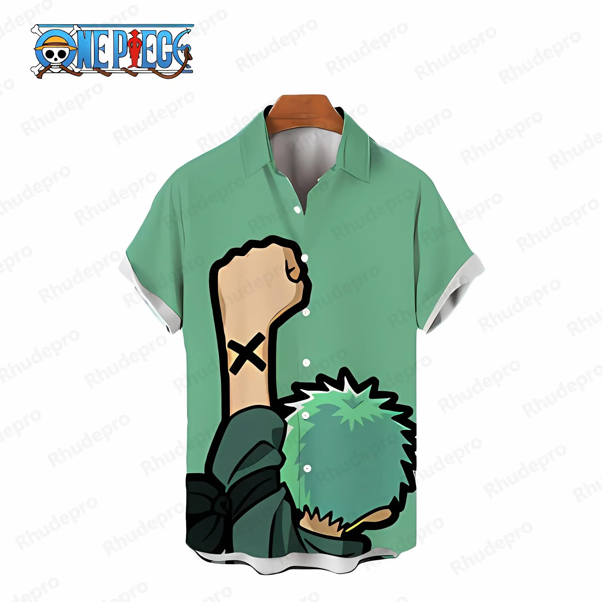 2024 Monkey D Luffy Blouse Summer Men\'s Shirts Tops Oversized One Piece Blouses Beach Social Shirt Anime Elegant Short Sleeve