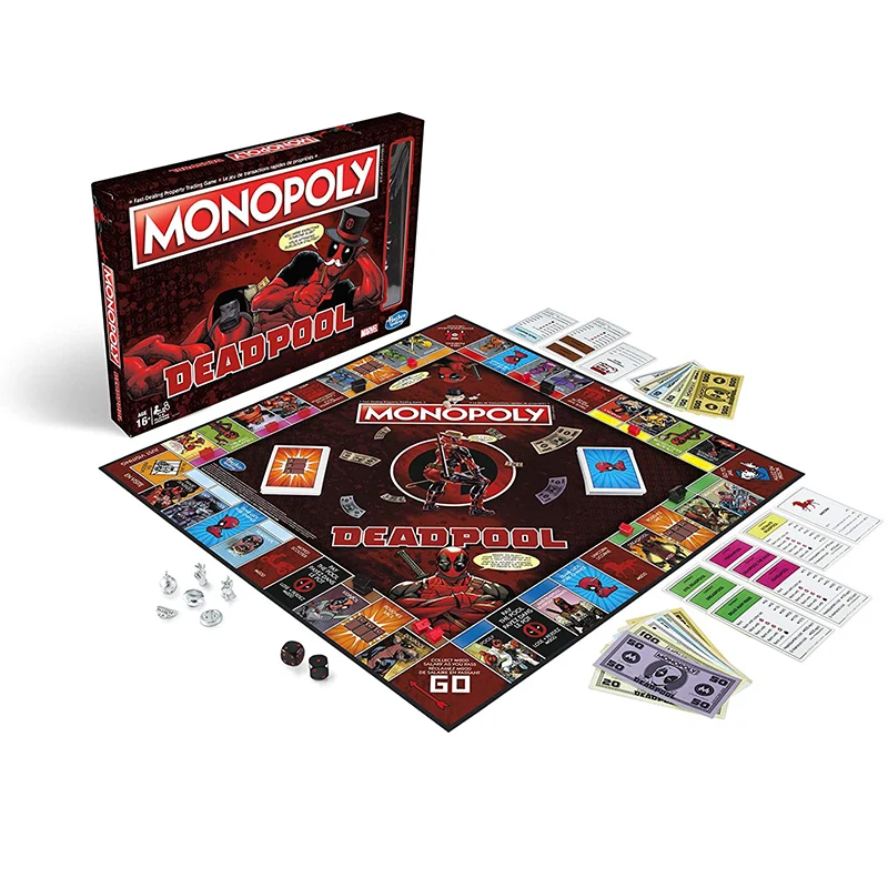 Hasbro Monopoly Marvel Marvel Deadpool Toy English Board Game Family Gathering Puzzle Game Boxed Gift Children\'s Adult Toys