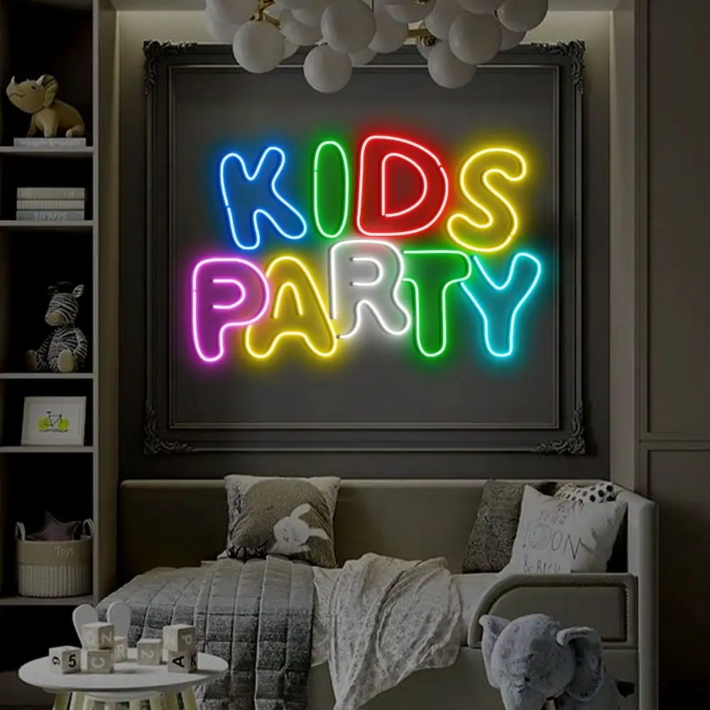 Kids Party Neon Sign Kids Love Light Up Game Room Decor Camping LED Kids Nursery Gift Party Hanging Light Kids Room Art Decor