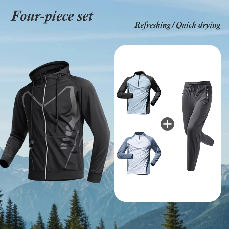 

Мужские спортивные костюмы для фитнеса весна-лето: облегающая быстросохнущая экипировка для ночных пробежек и велотренировок