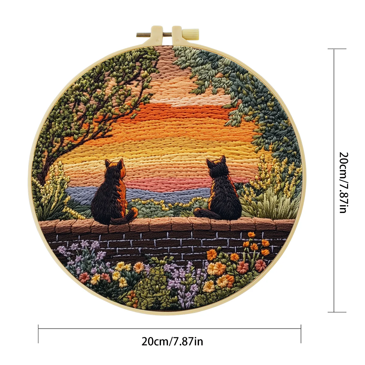 1 Stück 20X20CM/15X15CM 7,87/6,3 Zoll Katzen-Stickerei-Starter-Kit DIY-Kit DIY-Stickerei-Set für Anfänger Nähkunst – Detail 2