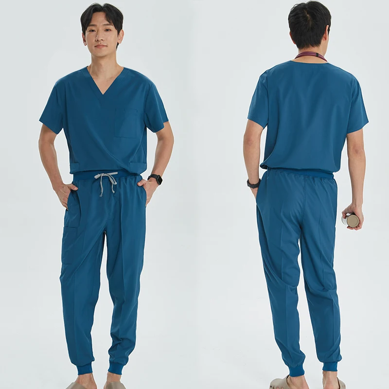 V-neck Collar Nurse Scrubs Medical Surgical Uniform Soft Stretch Hospital Working Scrub Set Dental Surgery Workwear Unisex S21