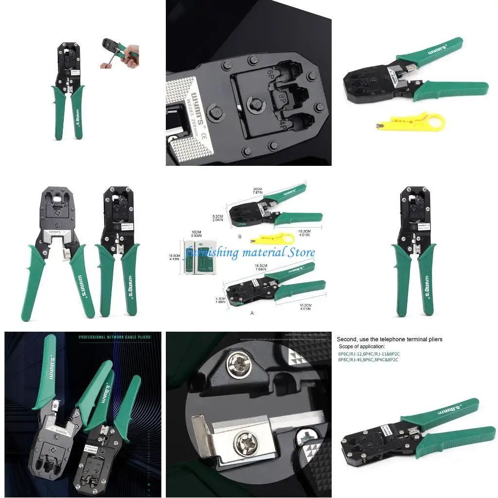 

Y5GD Heavy Duty NetworkCable Crimper Wire Crimping Tool Rj45 Rj11 8p8c 6p6c Wire Stripper Comfortable Grip, Efficient Cutting