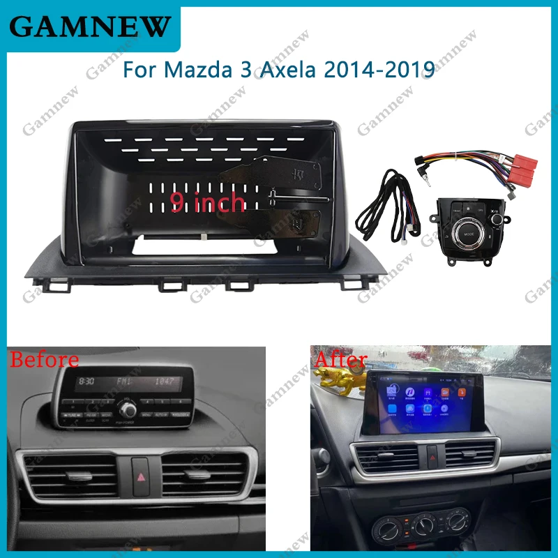 9 pollici Car Frame Fascia Adapter Canbus Box Decoder Android Radio Dash Fitting Panel Kit per Mazda 3 Axela 2014-2019