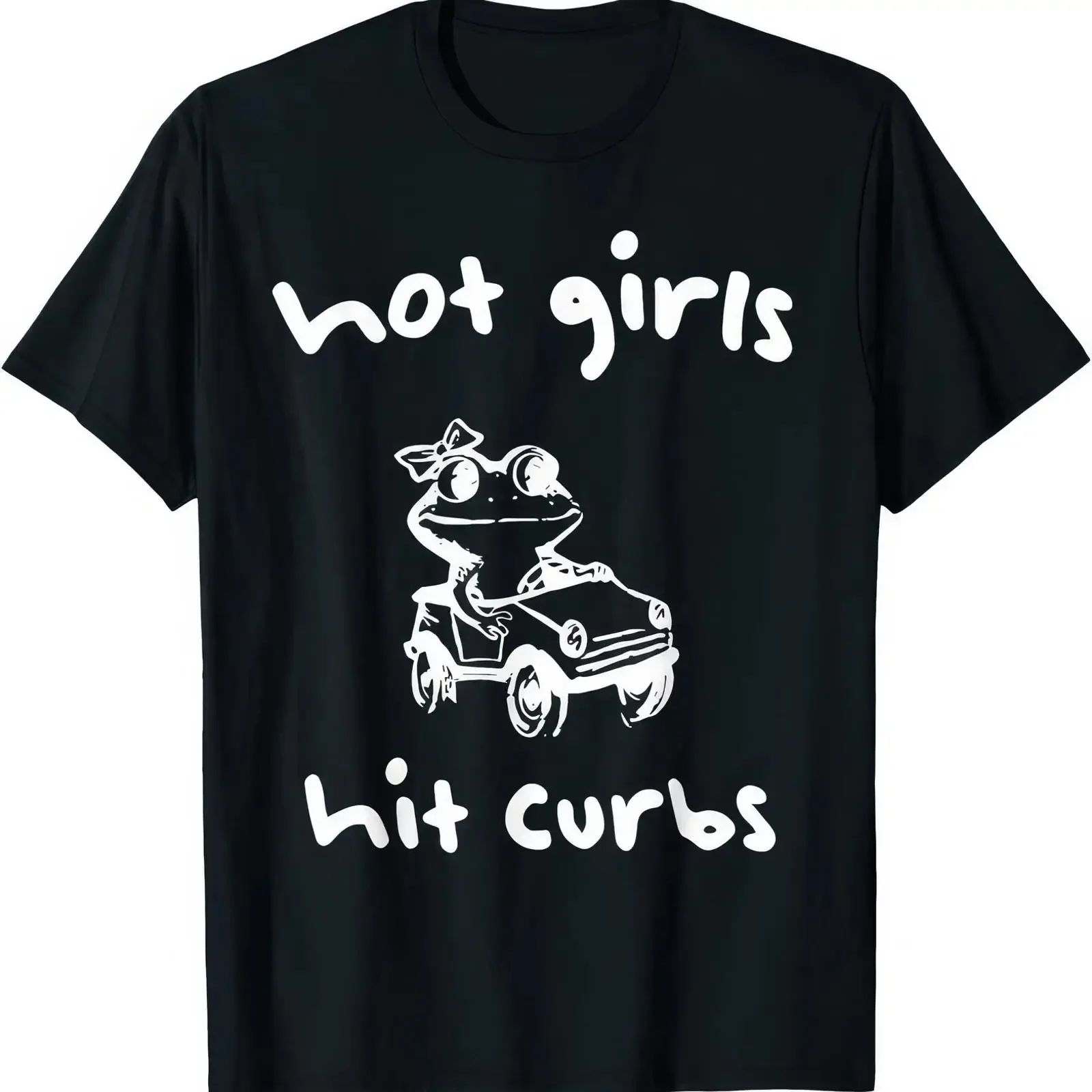 Lustiges T Shirt Hot Girls Hit Curbs Frosch Fahrer Meme Frauen Humor Grafik vintage Washed homme designer clothes streetwear
