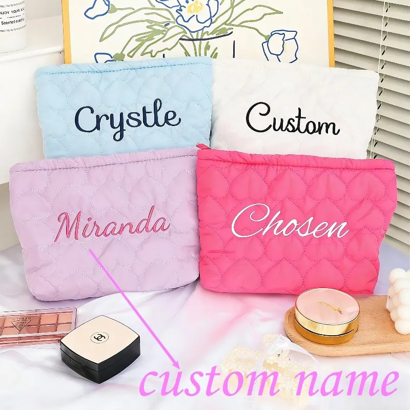Personalized Name Embroidery Customized Handbag Makeup Bag Large Capacity Lipstick Storage Bag Suitable for Giving To Friends