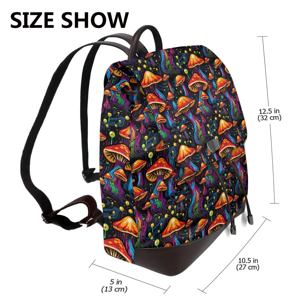 Acid Trippy Weird Psychedelic Wavy Mushroom Bookbag School Student Bags Hiking Travel Daypack for Women Fashion Derma Backpack