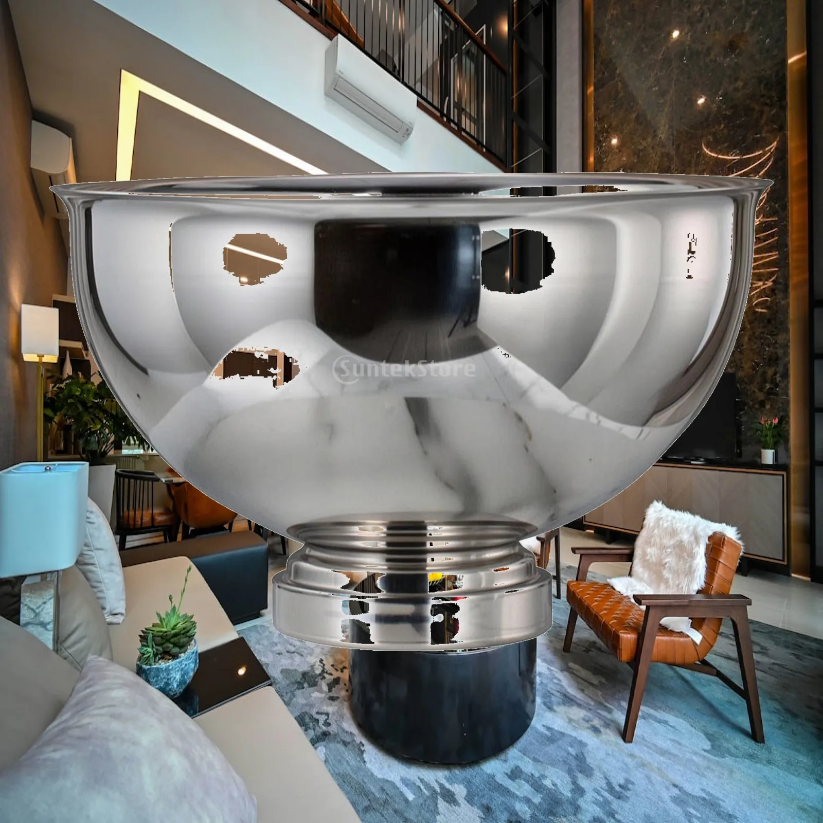 Durable Steel Ice Bucket for Champagne and Wine Round Bowl Shape with Glossy Finish Raised Pedestal Base for Serving