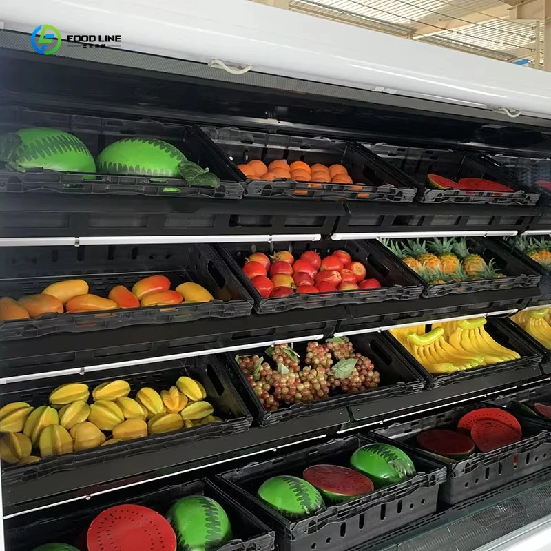 Supermarket Plug-in Open Type Vegetables and Fruits Multideck Display Cabinet Refrigerator FL Customized