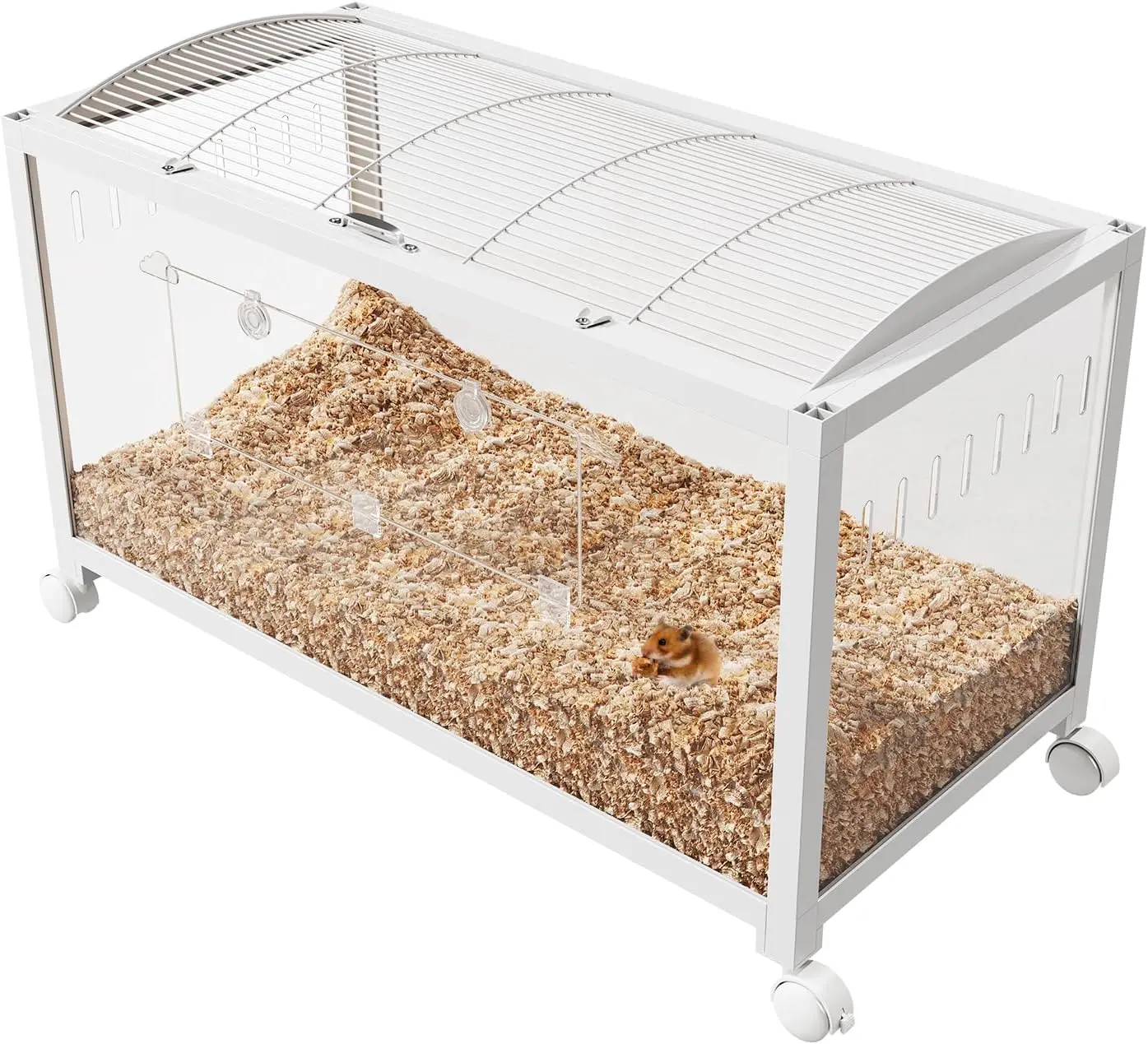 Gabbia per mouse in plastica metallica con ruote Habitat per piccoli animali grande per criceti siriano nani, porcellino d'India