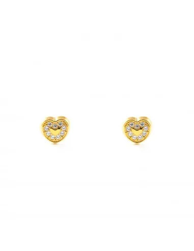 Earrings Bebe 18k gold heart zirconia