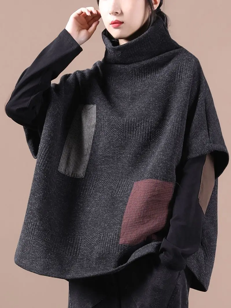 

Women's Sweater Veat Women's New Autumn And Winter 2022 Korean Loose Literary Stitching Turtleneck Sleeveless Loose-fitting Coat