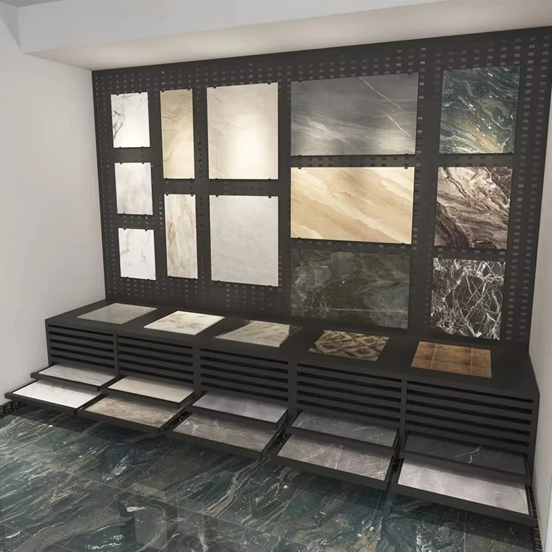 &c Custom Wall Panel Ceramic Tile Wood Flooring Stone Granite Metal Rack Punching Plate Hardwood Drawer Combination Display