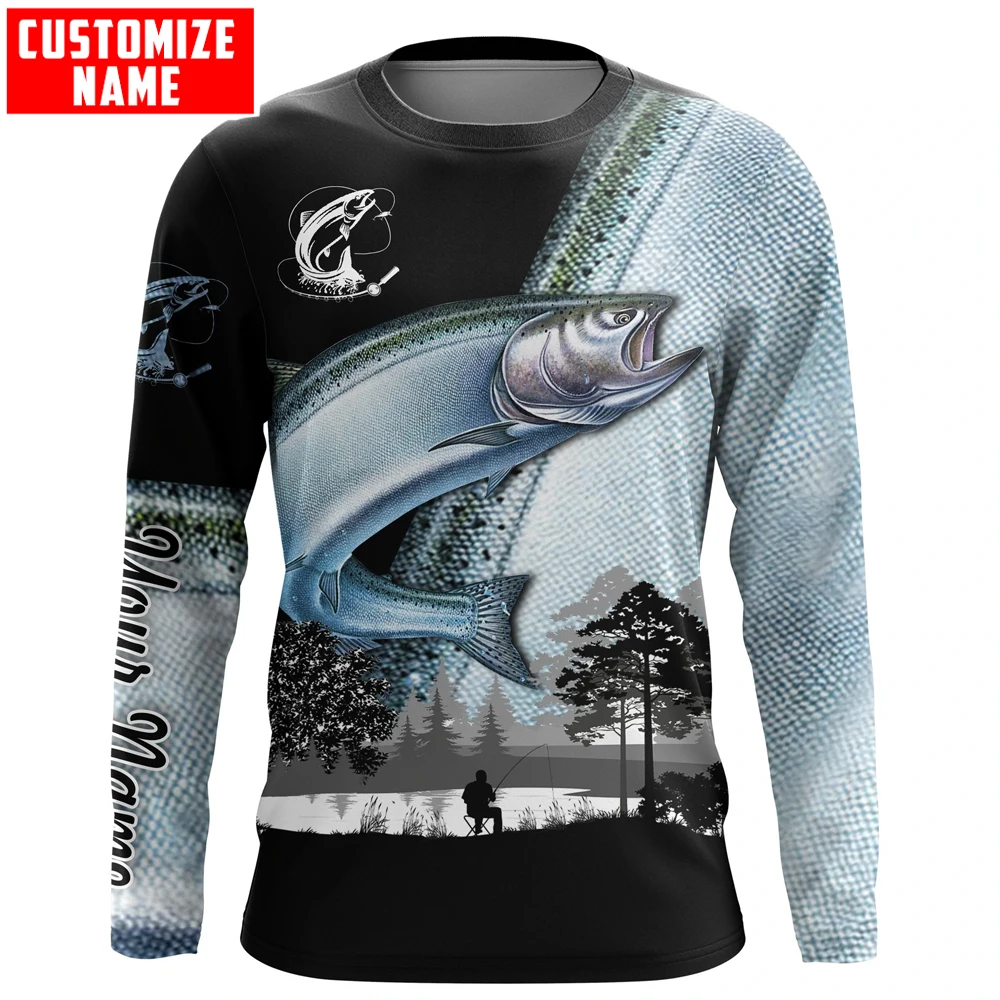 Chinook salmon Fishing Customize Name 3D All Over Printed Men's Hoodie & Sweatshirt Unisex Zip Hoodies Casual Tracksuits KJ890