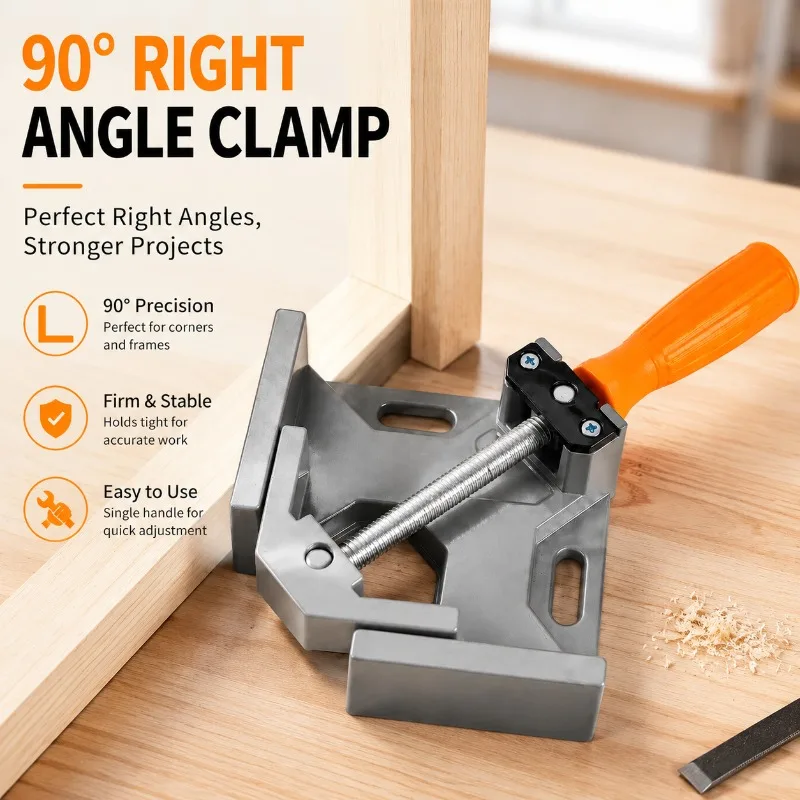 Single Handle 90 Degree Woodworking Right Angle Clamp Adjustable Frame Fixing Jig Angle Bracket Holder for Fish Tank Gluing