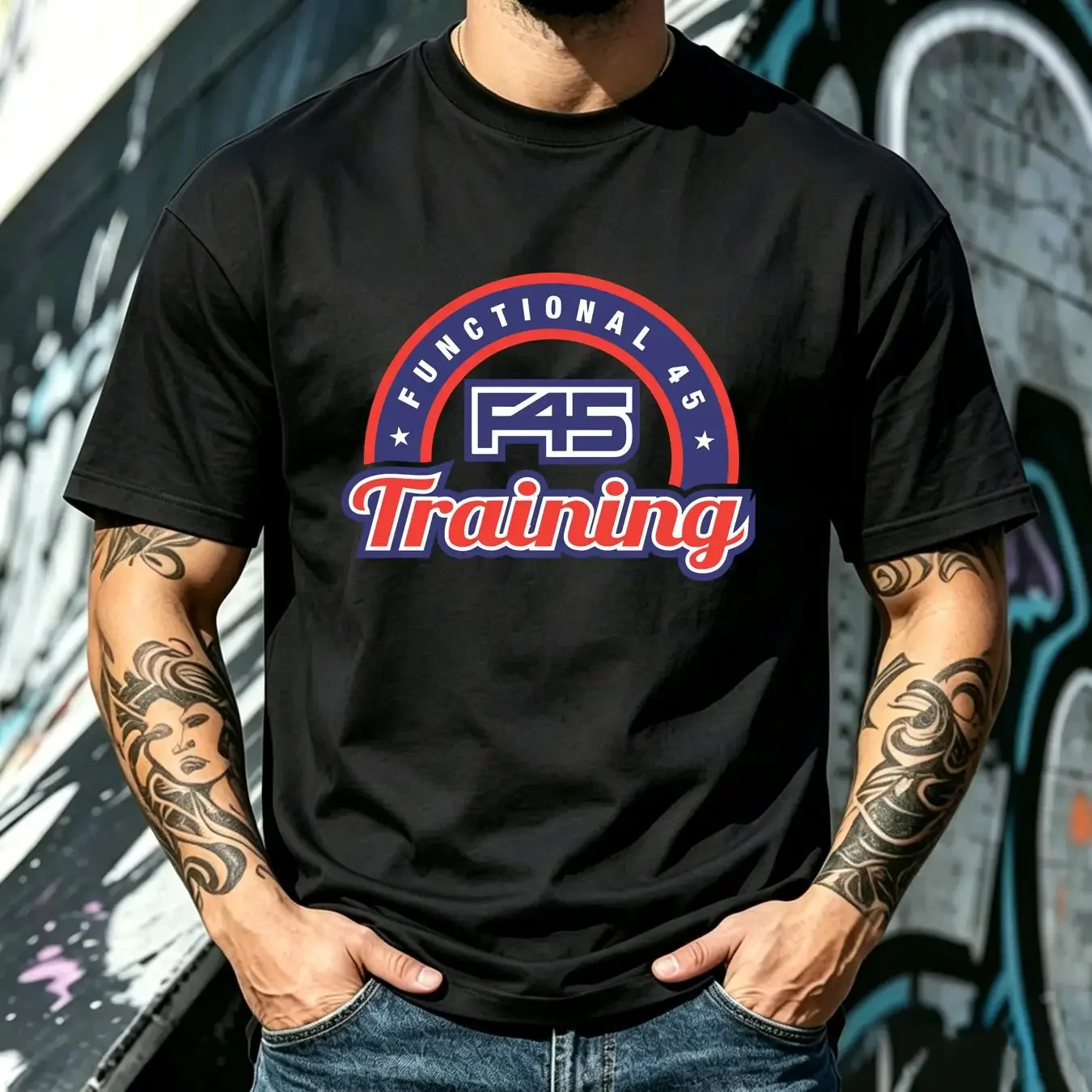 washed T Shirt F45 Training exercise studio gym vintage Washed Stylish Top For Everyday Wear Breathable fashion graphic Casual