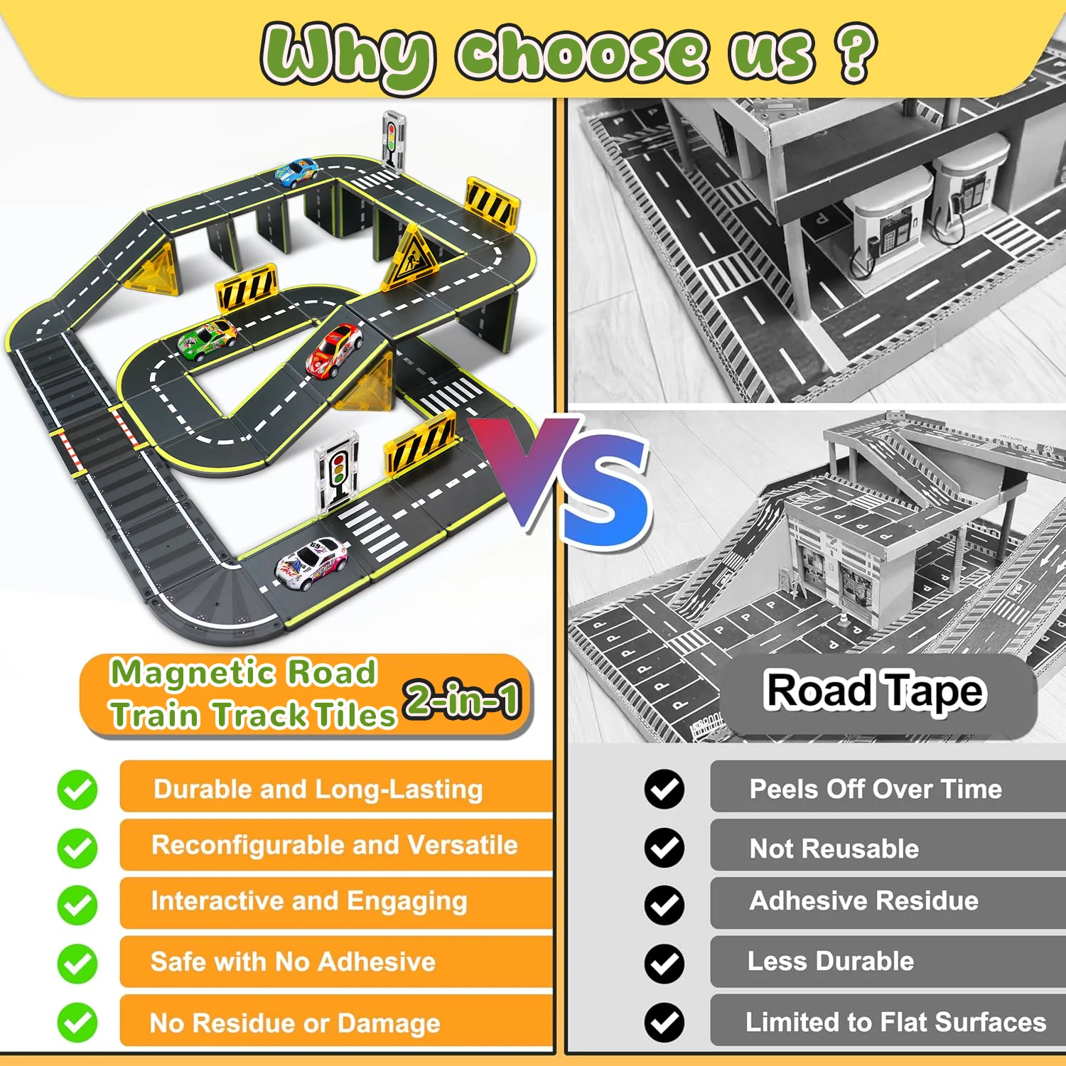 Magnetic Building Blocks Toy Magnetic Track Road with Cars, Stem Toy Creative and Educational Construction Toy, Suitable for Children's Birthday Holiday Gifts, Random Color