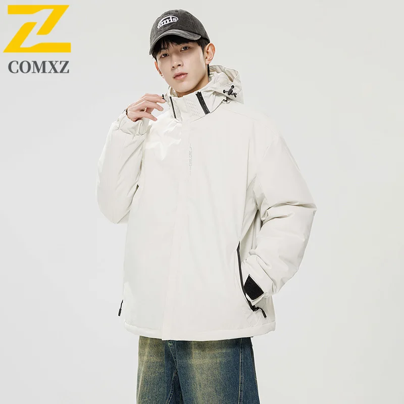 

2025 New Men's Cotton Jacket Lined with Graphene Thermal Design Detachable Hat Parka Coat Winter Windproof Thermal Trench Coat