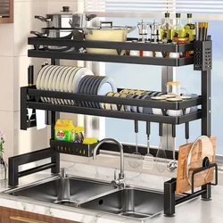 Expandable Over Sink Dish Drying Rack Large Adjustable Dish Drainer Snap-On Design for Kitchen Counter Versatile Dish